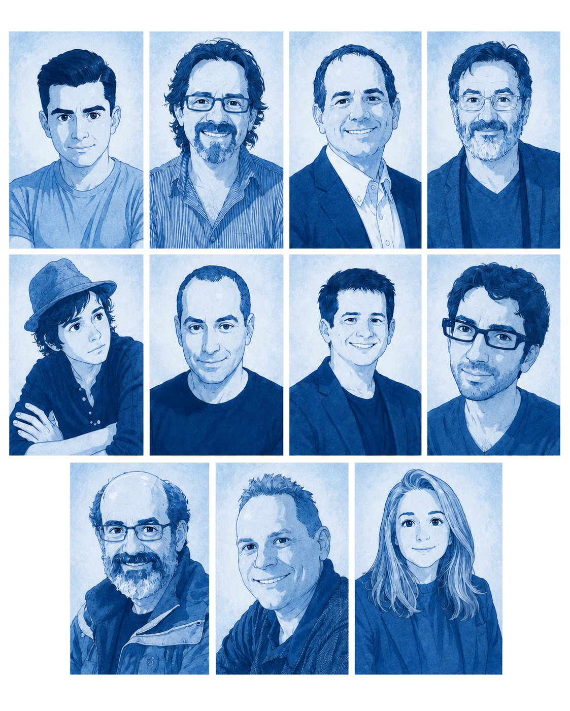 Illustrated portraits of the Proxon team